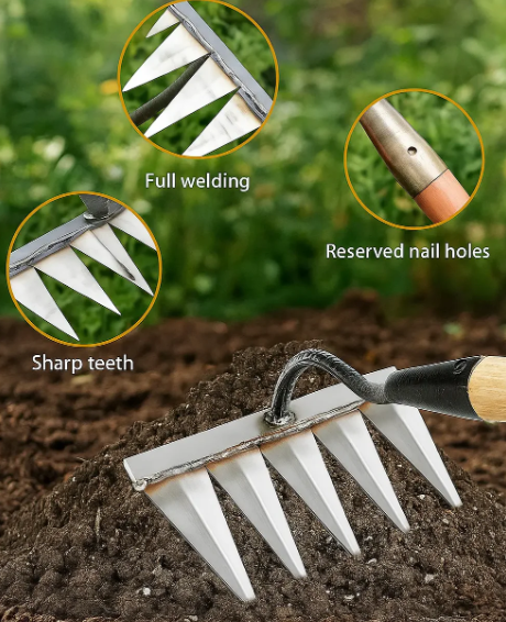 Powerful 5-Teeth Carbon Steel Garden Weeding🌿